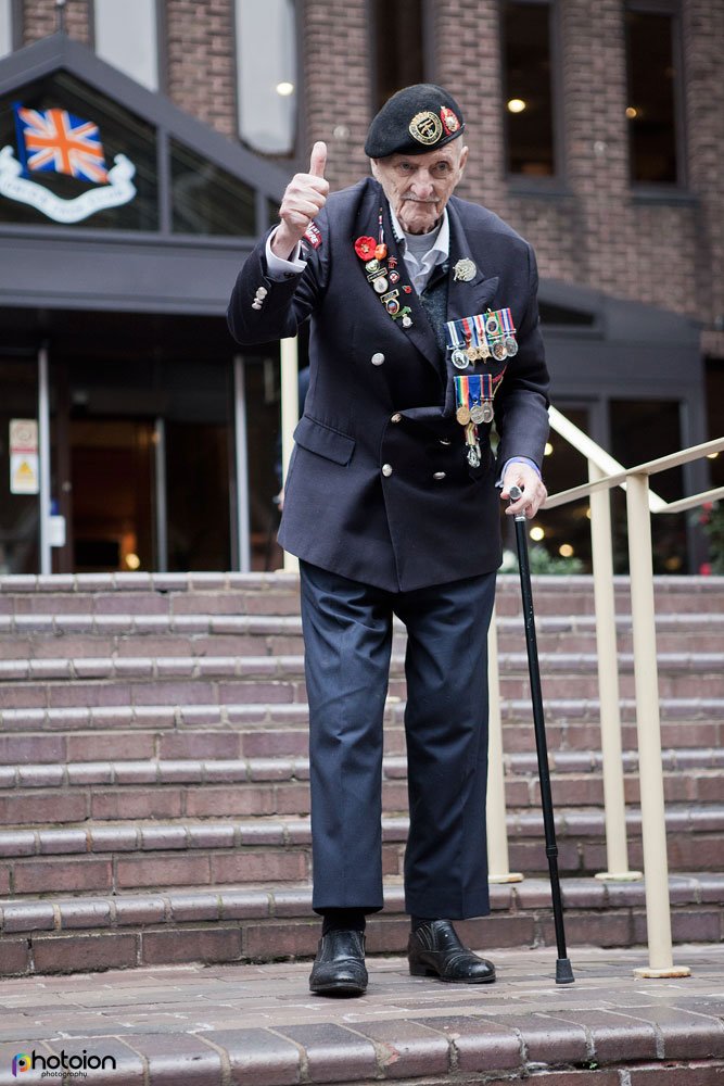 Second_World_War_veteran_Corporal_James_Baker_leaving_the_club