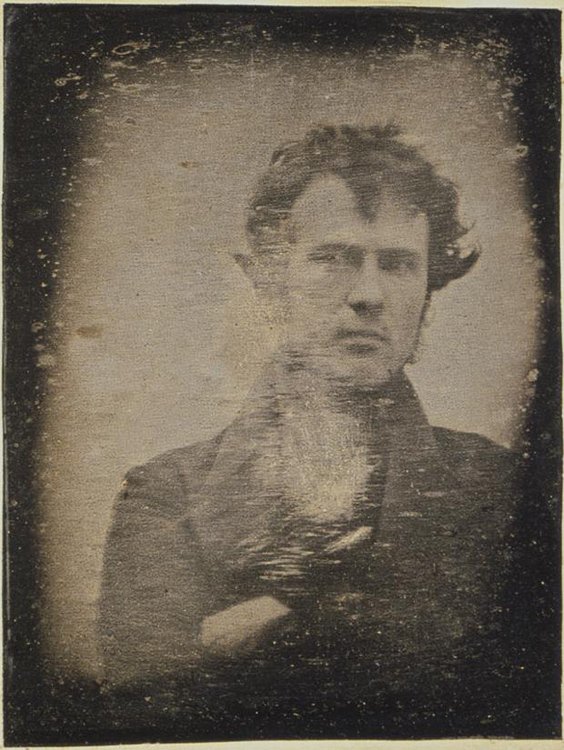 Daguerreotype of self-portrait by Robert Cornelius is believed to be the first daguerreotype taken in North America. 