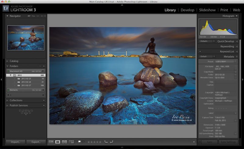 Adobe Photoshop Lightroom main screen -interface