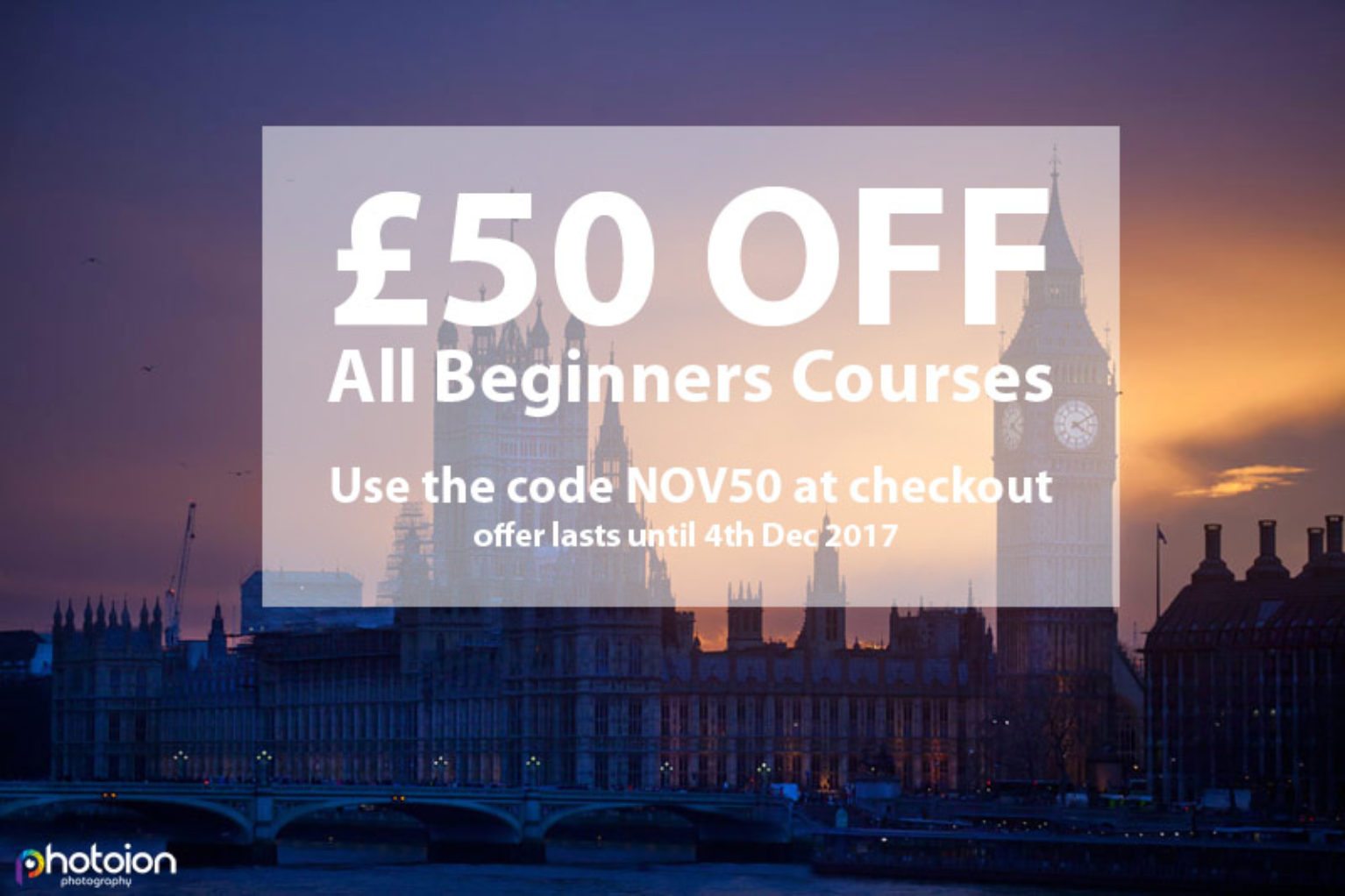 Special Offer on our Beginners Photography Course